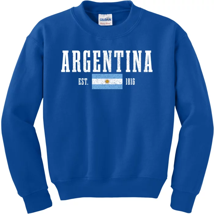 Argentina Est 1816 Argentinian Flag Pride Vintage Argentina Gift Kids Sweatshirt