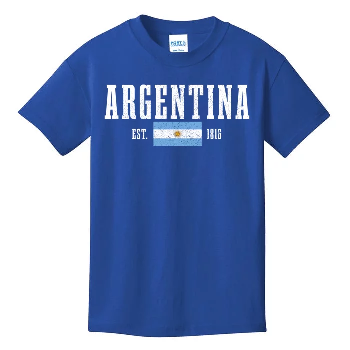 Argentina Est 1816 Argentinian Flag Pride Vintage Argentina Gift Kids T-Shirt