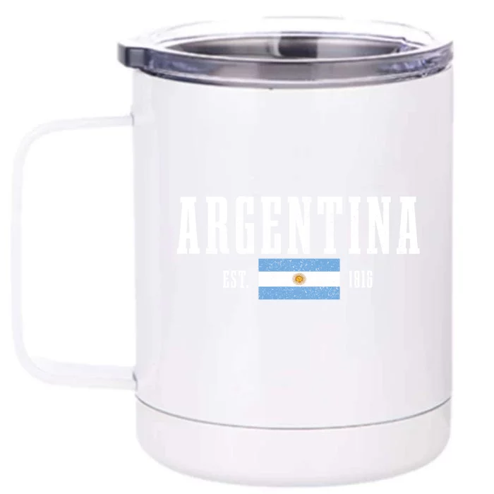 Argentina Est 1816 Argentinian Flag Pride Vintage Argentina Gift Front & Back 12oz Stainless Steel Tumbler Cup