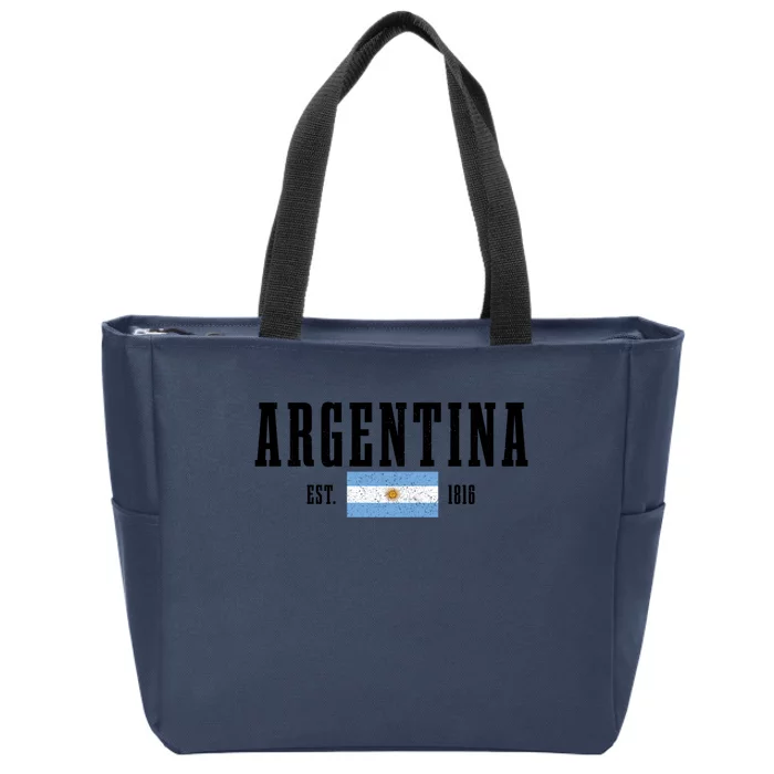 Argentina Est 1816 Argentinian Flag Pride Vintage Argentina Funny Gift Zip Tote Bag