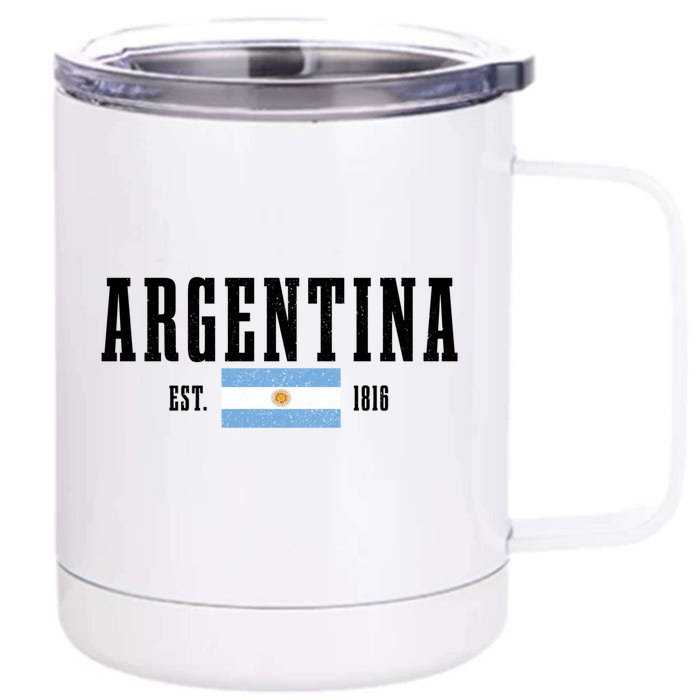 Argentina Est 1816 Argentinian Flag Pride Vintage Argentina Funny Gift Front & Back 12oz Stainless Steel Tumbler Cup