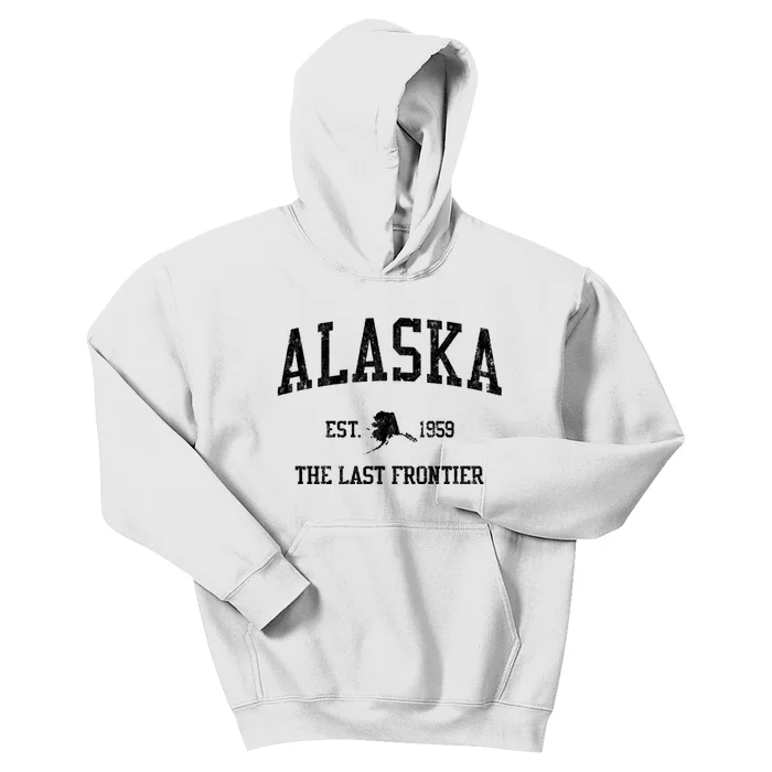 Alaska Est 1959 The Last Frontier Vintage Sports Design Kids Hoodie