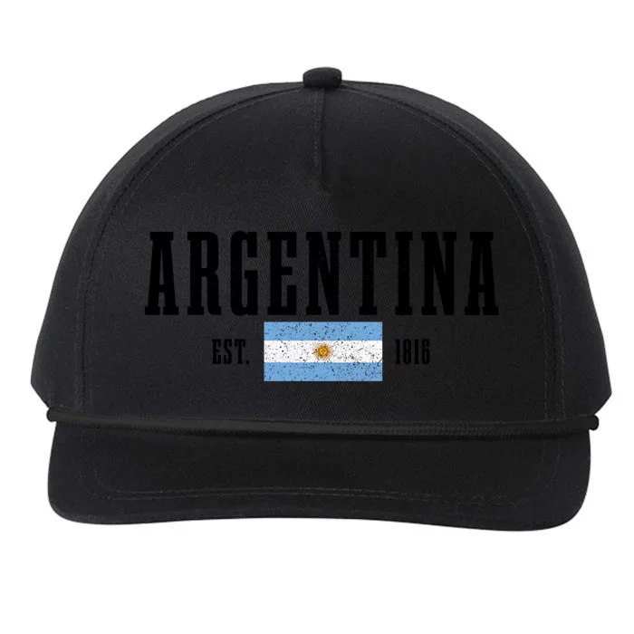 Argentina Est 1816 Argentinian Flag Pride Vintage Argentina Gift Snapback Five-Panel Rope Hat