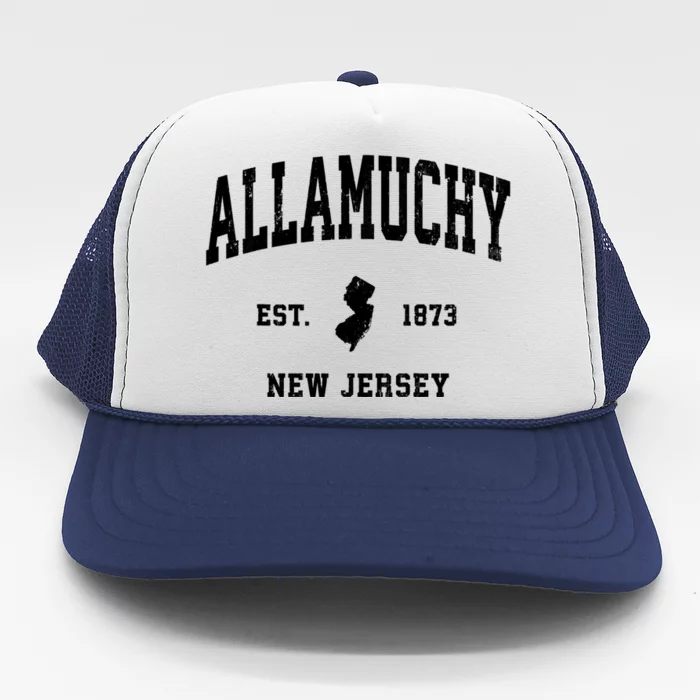 Allamuchy Est 1873 New Jersey Nj Vintage Athletic Sports Design Trucker Hat