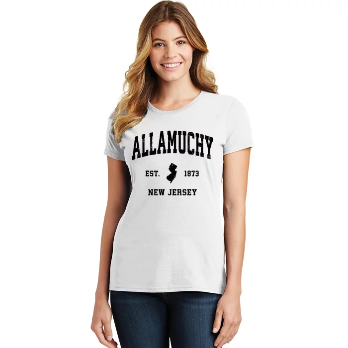 Allamuchy Est 1873 New Jersey Nj Vintage Athletic Sports Design Women's T-Shirt