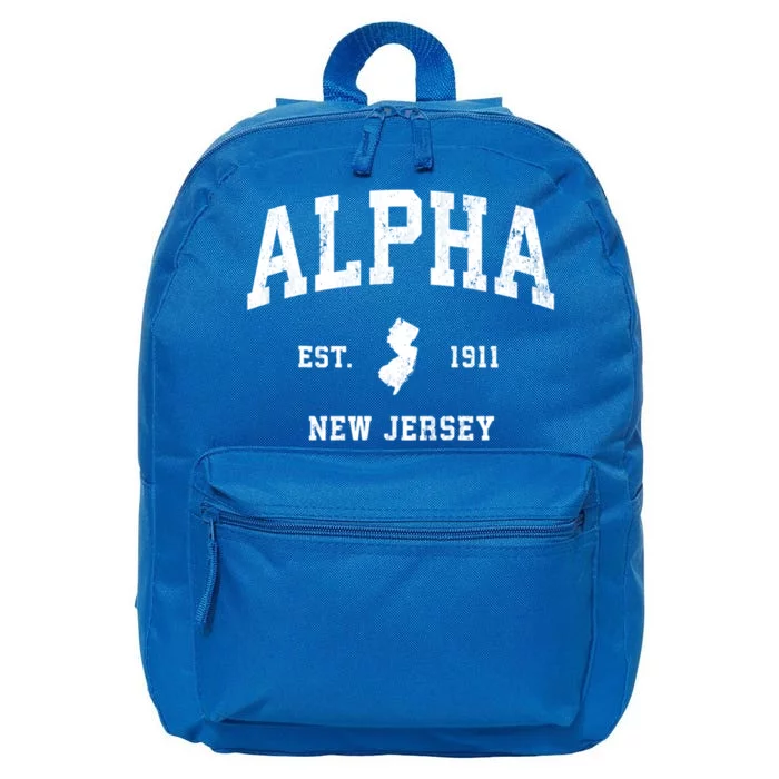 Alpha Est 1911 New Jersey Nj Vintage Athletic Sports Design 16 in Basic Backpack