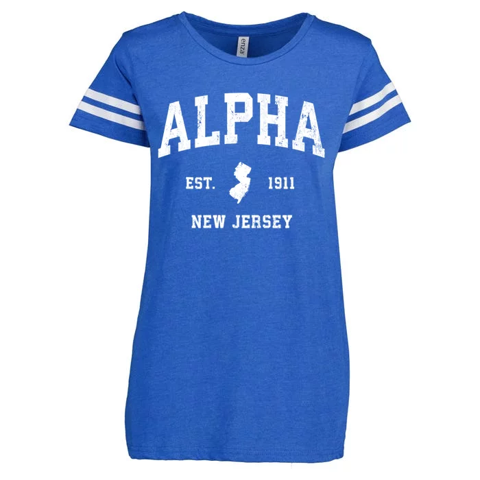 Alpha Est 1911 New Jersey Nj Vintage Athletic Sports Design Enza Ladies Jersey Football T-Shirt