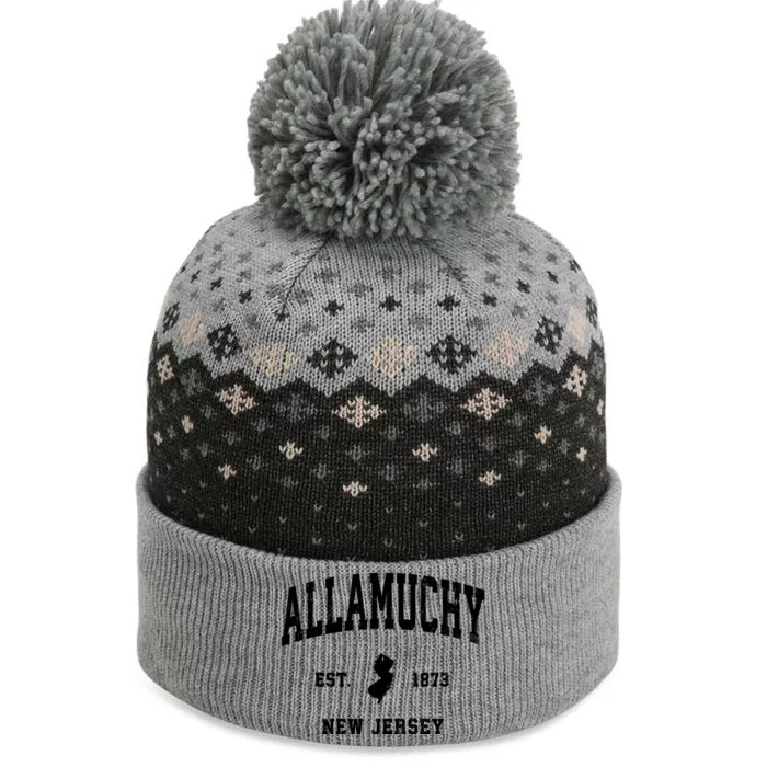 Allamuchy Est 1873 New Jersey Nj Vintage Athletic Sports Design The Baniff Cuffed Pom Beanie