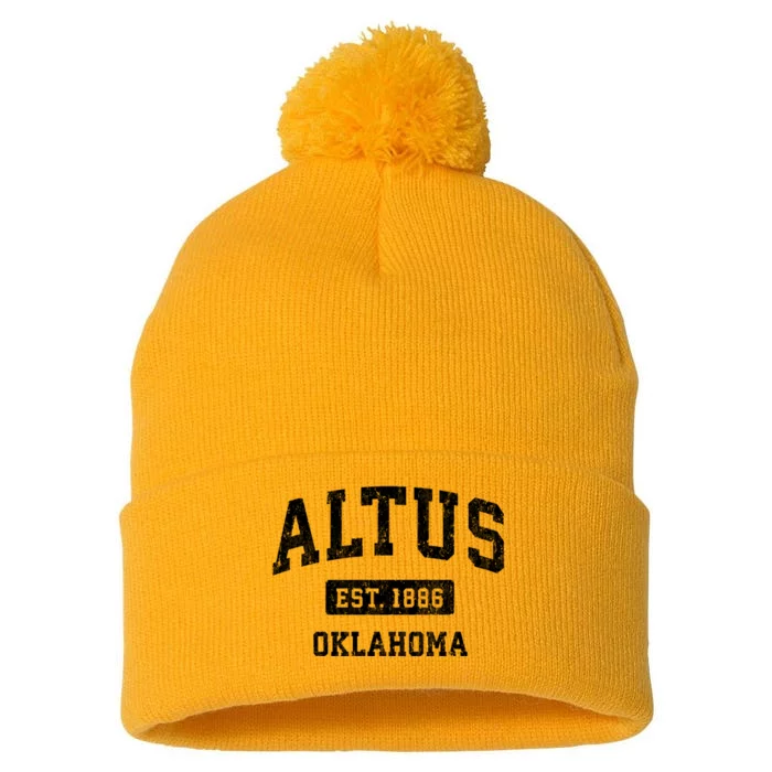 Altus Est 1886 Oklahoma Ok Vintage Sports Design Pom Pom 12in Knit Beanie