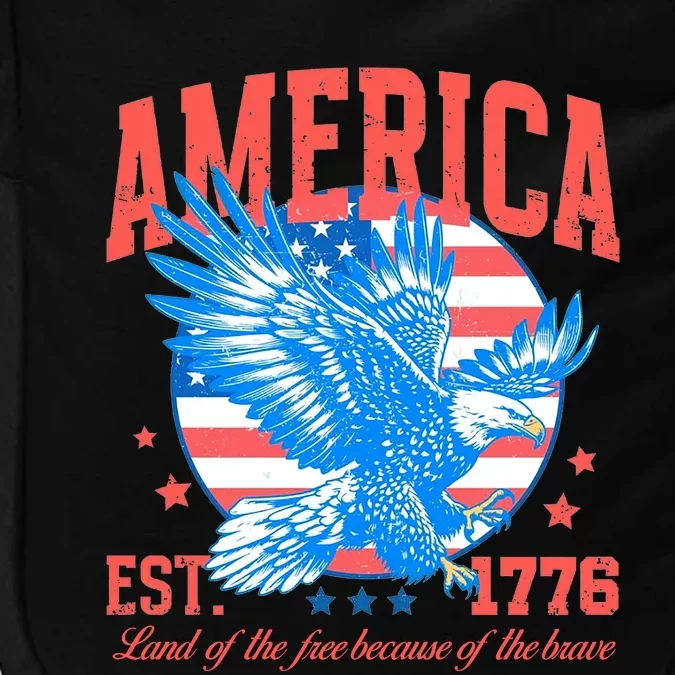 America Est 1776 Land Of The Free Because Of The Brave Impact Tech Backpack