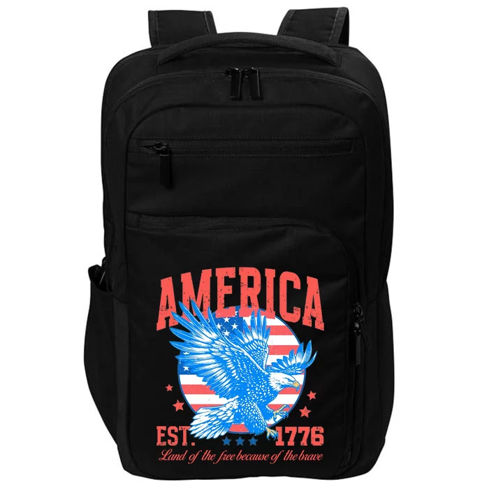 America Est 1776 Land Of The Free Because Of The Brave Impact Tech Backpack