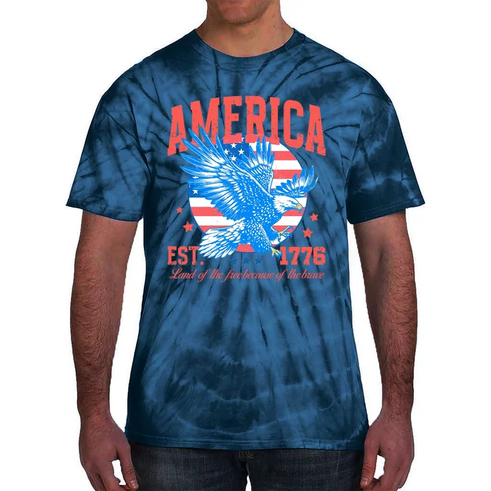 America Est 1776 Land Of The Free Because Of The Brave Tie-Dye T-Shirt