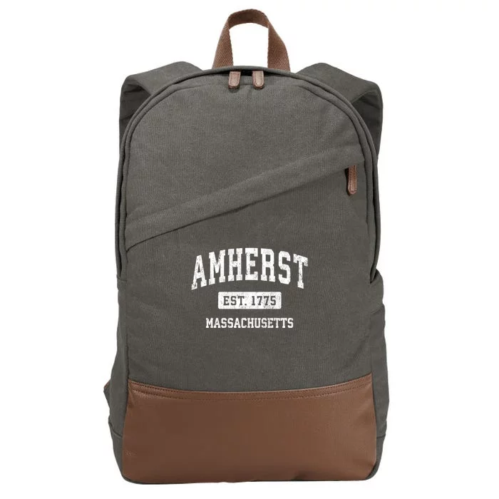 Amherst Est 1775 Massachusetts Ma Vintage Sports Established Design Cotton Canvas Backpack