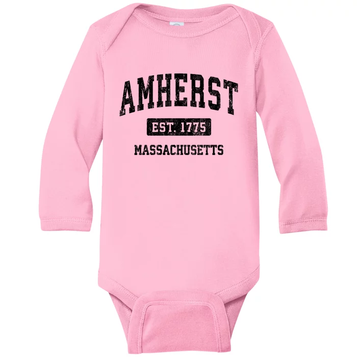 Amherst Est 1775 Massachusetts Ma Vintage Sports Established Design Baby Long Sleeve Bodysuit