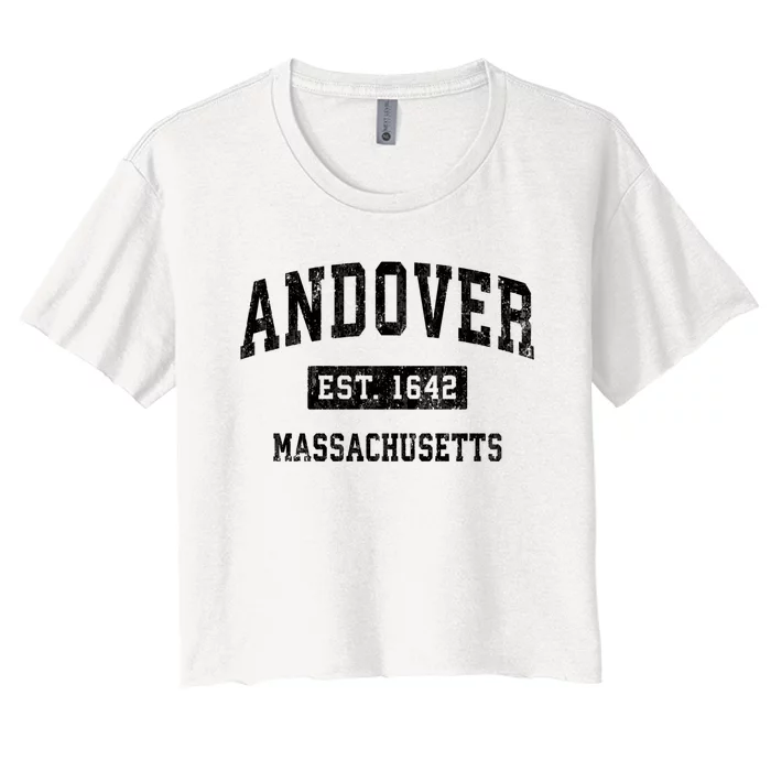 Andover Est 1642 Massachusetts Ma Vintage Sports Design Women's Crop Top Tee