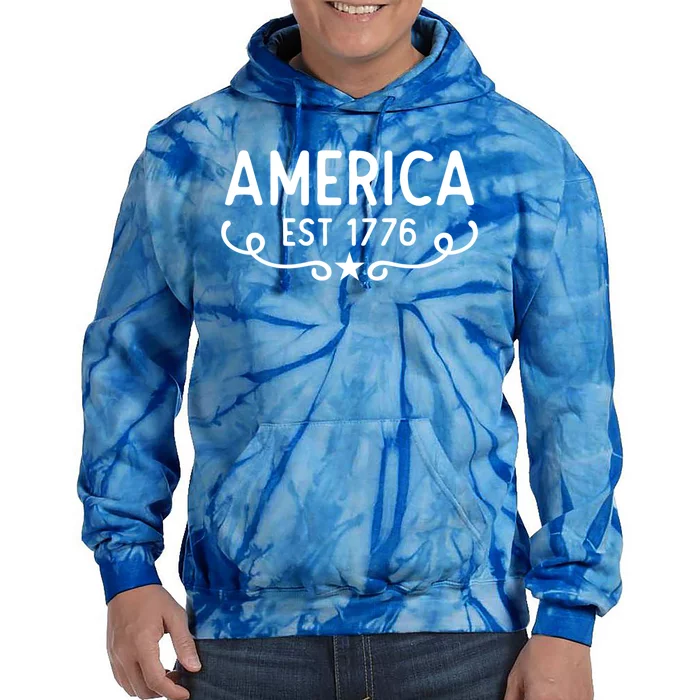 America Est 1776 Patriotic 4th Of July Veteran Gift Tie Dye Hoodie