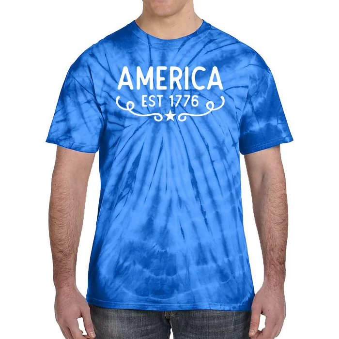 America Est 1776 Patriotic 4th Of July Veteran Gift Tie-Dye T-Shirt