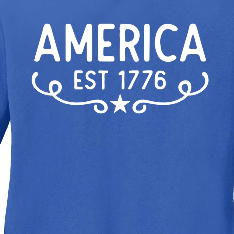 America Est 1776 Patriotic 4th Of July Veteran Gift Ladies Long Sleeve Shirt