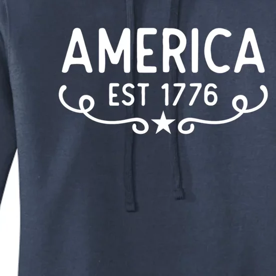 America Est 1776 Patriotic 4th Of July Veteran Gift Women's Pullover Hoodie