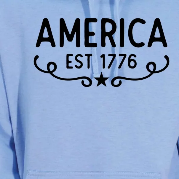 America Est 1776 Patriotic 4th Of July Veteran Gift Unisex Surf Hoodie