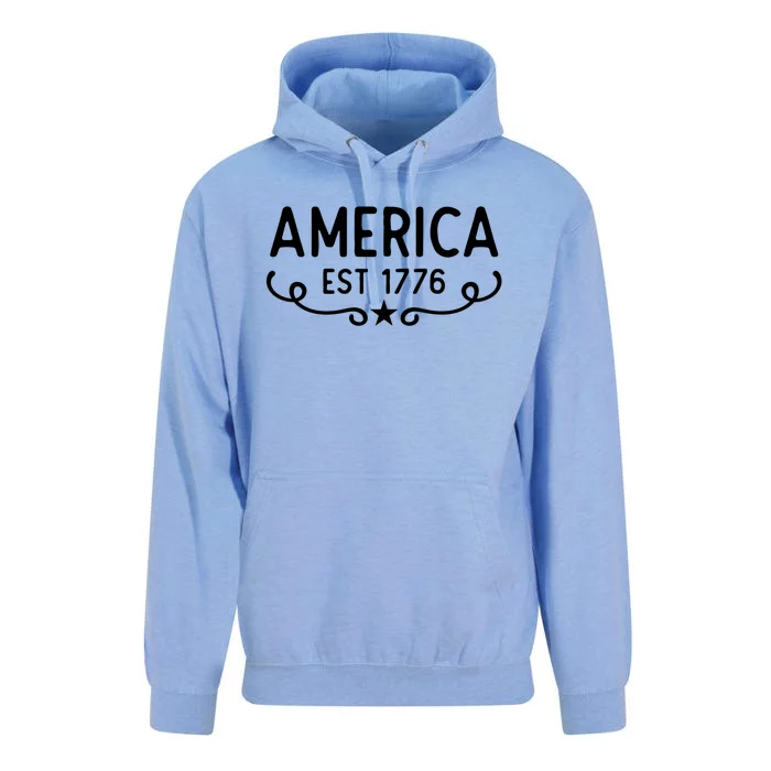 America Est 1776 Patriotic 4th Of July Veteran Gift Unisex Surf Hoodie