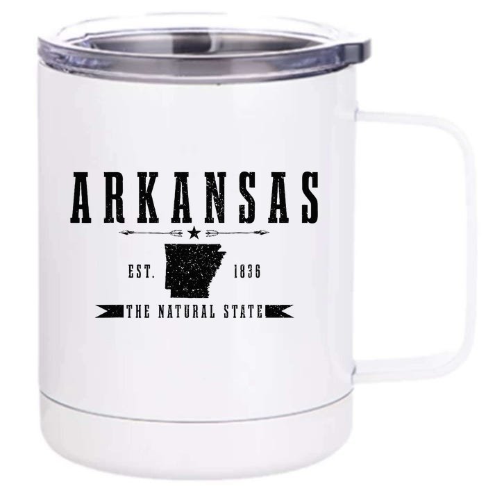 Arkansas Est. 1836 Natural State Vintage Front & Back 12oz Stainless Steel Tumbler Cup