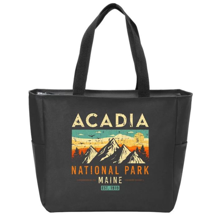 Acadia Est. 1919 Vintage Retro Maine National Park Zip Tote Bag