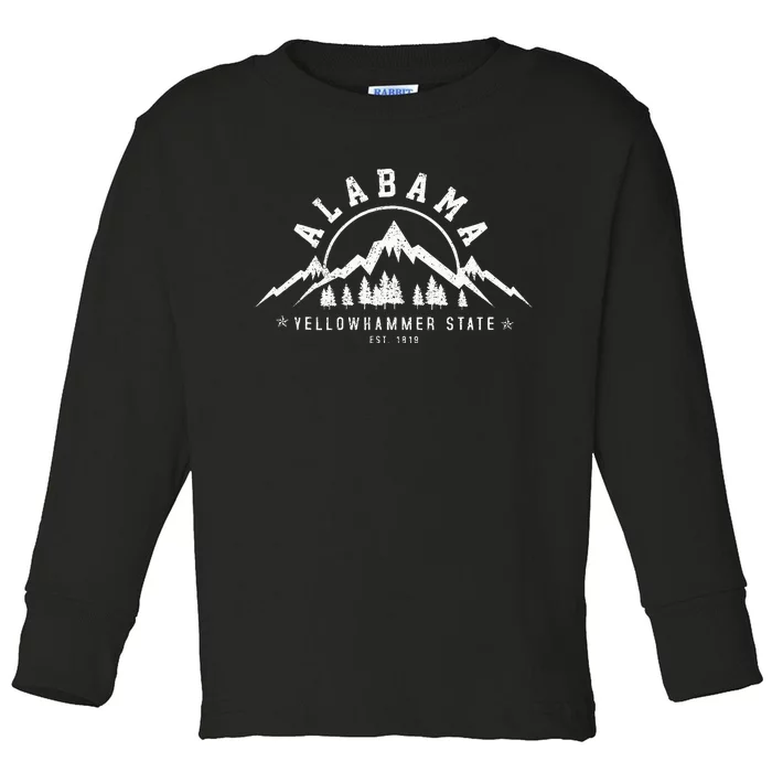 Alabama Est 1819 Yellowhammer State Mountains Pride Gift Toddler Long Sleeve Shirt