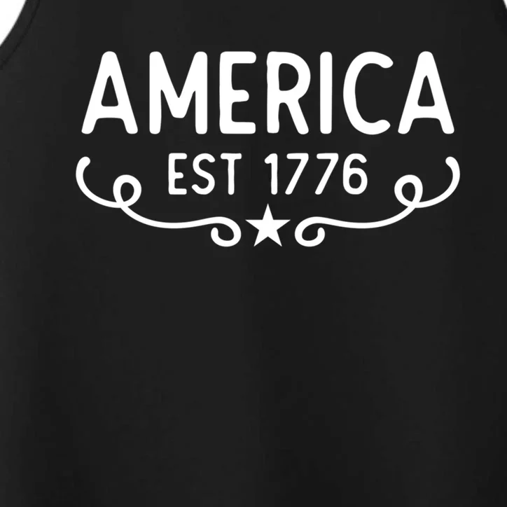 America Est 1776 Patriotic 4th Of July Veteran Gift Performance Tank