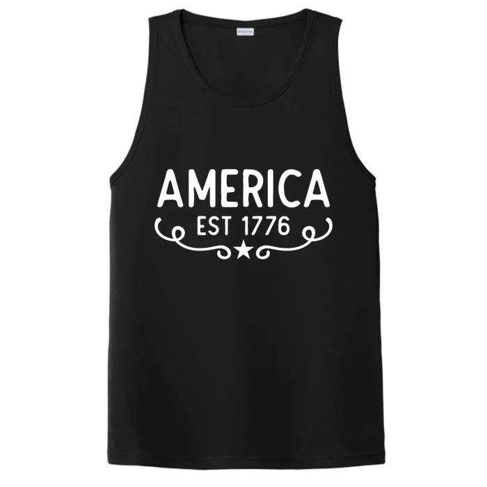 America Est 1776 Patriotic 4th Of July Veteran Gift Performance Tank