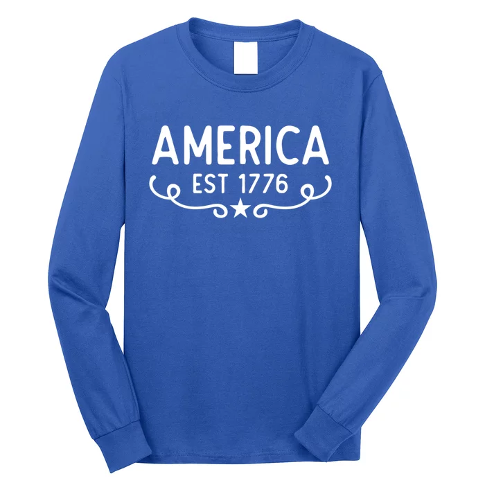 America Est 1776 Patriotic 4th Of July Veteran Gift Long Sleeve Shirt