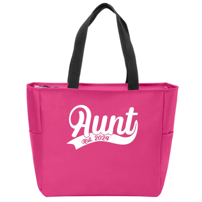 Aunt Est. 2024 New Baby Niece Nephew Zip Tote Bag