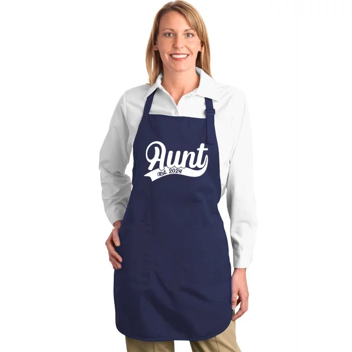 Aunt Est. 2024 New Baby Niece Nephew Full-Length Apron With Pocket