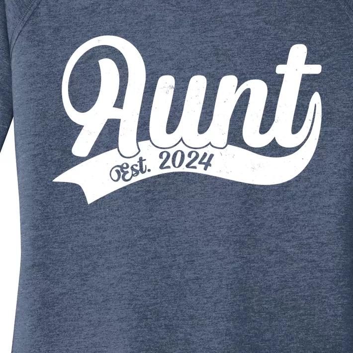 Aunt Est. 2024 New Baby Niece Nephew Women's Perfect Tri Tunic Long Sleeve Shirt