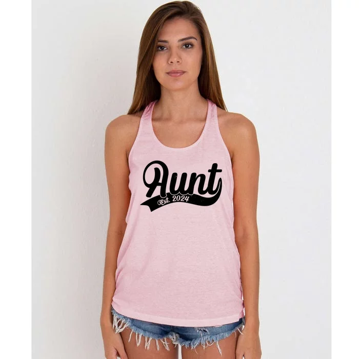 Aunt Est. 2024 New Baby Niece Nephew Women's Knotted Racerback Tank