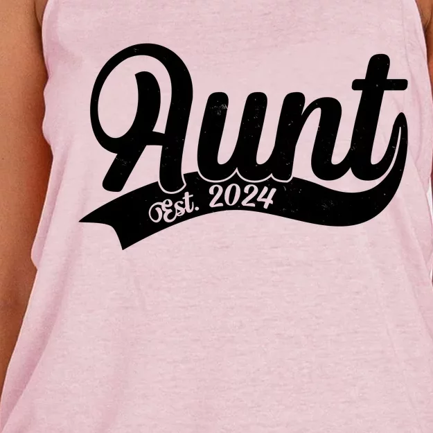 Aunt Est. 2024 New Baby Niece Nephew Women's Knotted Racerback Tank