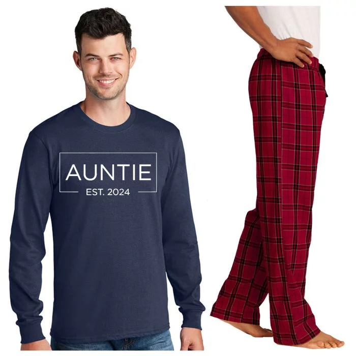 Auntie Est. 2024 Pregnancy Announcement New Auntie 2024 Long Sleeve Pajama Set