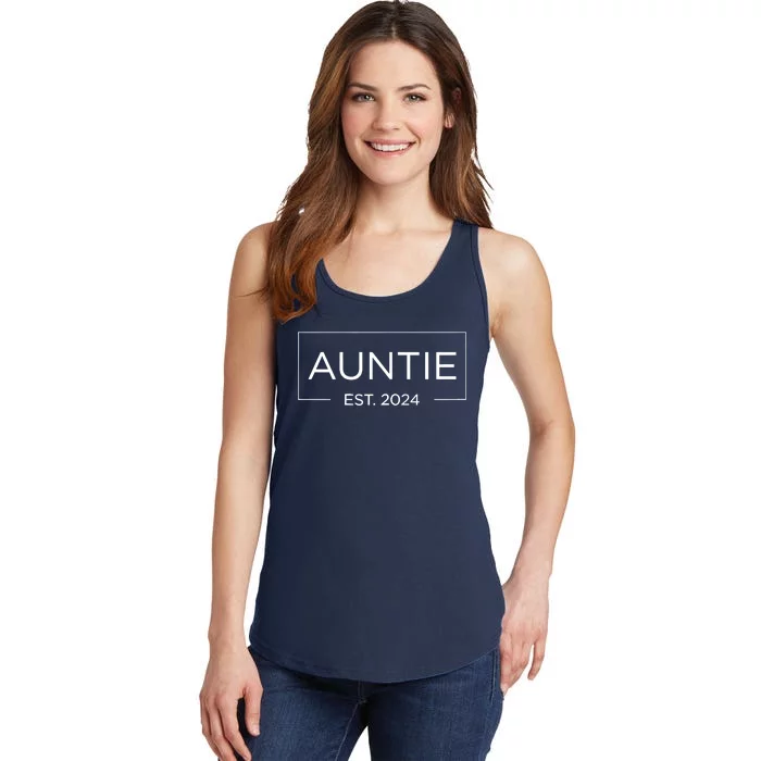 Auntie Est. 2024 Pregnancy Announcement New Auntie 2024 Ladies Essential Tank