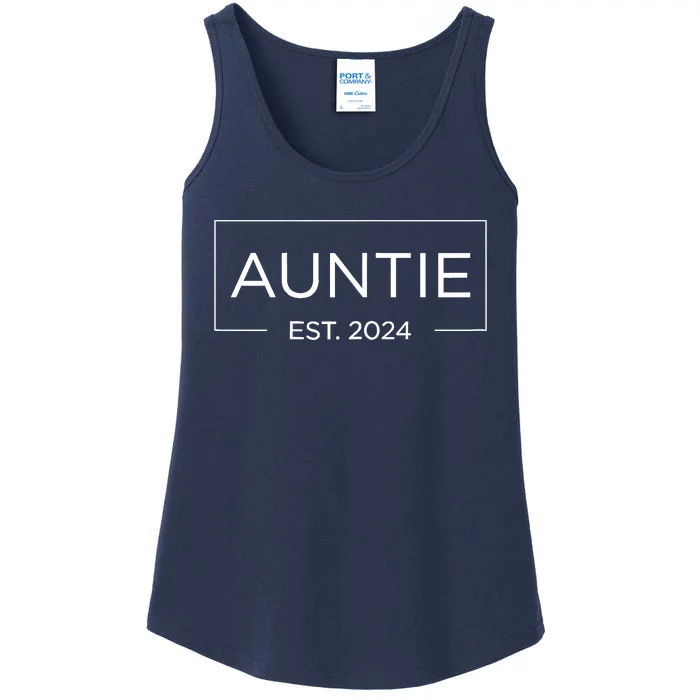 Auntie Est. 2024 Pregnancy Announcement New Auntie 2024 Ladies Essential Tank