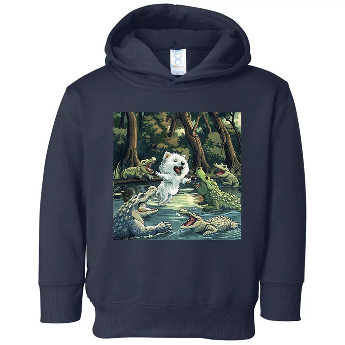 American Eskimo Alligator Fight Toddler Hoodie