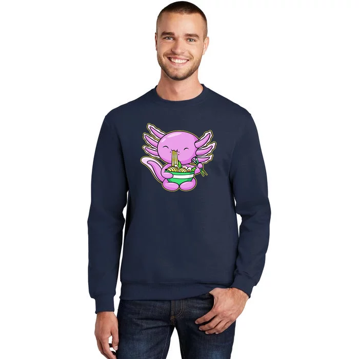 Axolotl Eating A Bowl Of Ramen Anime Funny Cute Sweatshirt