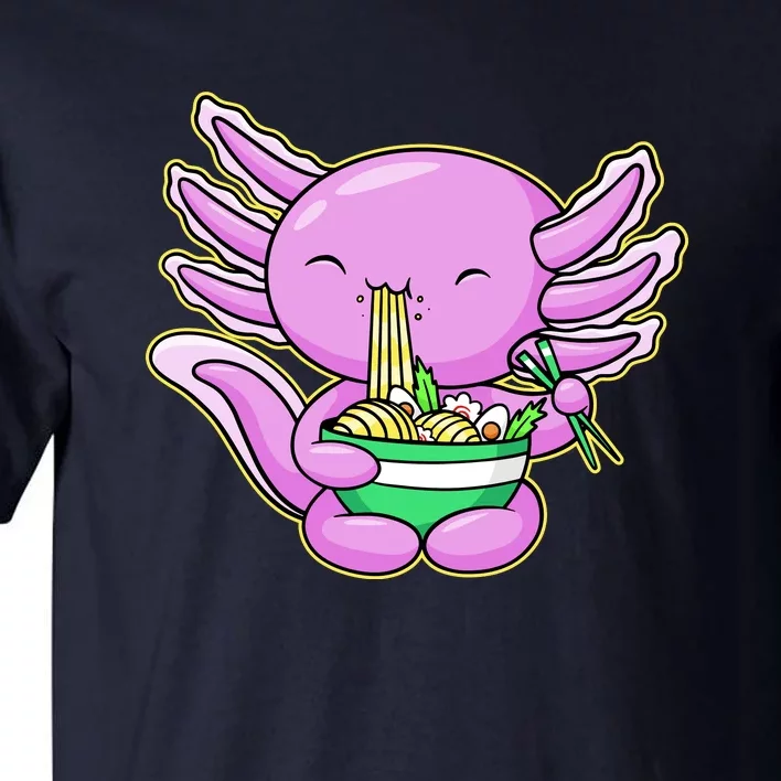 Axolotl Eating A Bowl Of Ramen Anime Funny Cute Tall T-Shirt