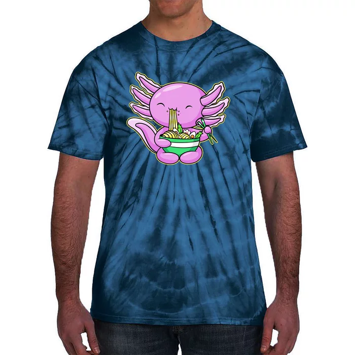 Axolotl Eating A Bowl Of Ramen Anime Funny Cute Tie-Dye T-Shirt