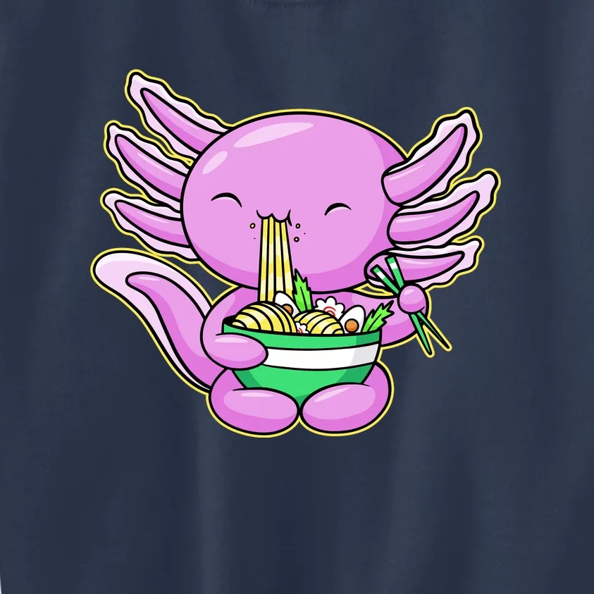 Axolotl Eating A Bowl Of Ramen Anime Funny Cute Kids Sweatshirt