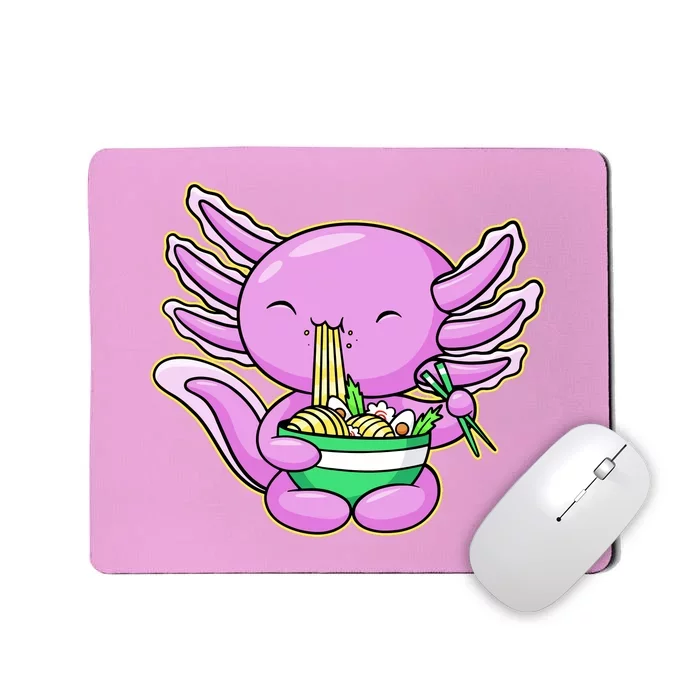 Axolotl Eating A Bowl Of Ramen Anime Funny Cute Mousepad