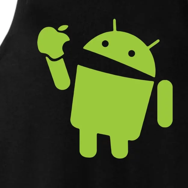 Android Eats Apple Funny Nerd Computer Ladies Tri-Blend Wicking Tank