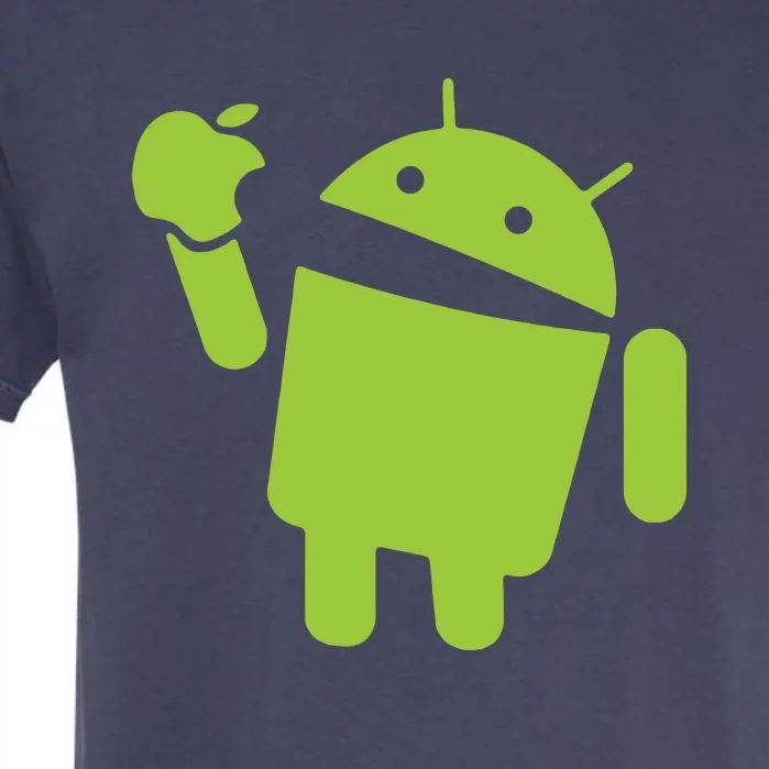 Android Eats Apple Funny Nerd Computer Garment-Dyed Heavyweight T-Shirt