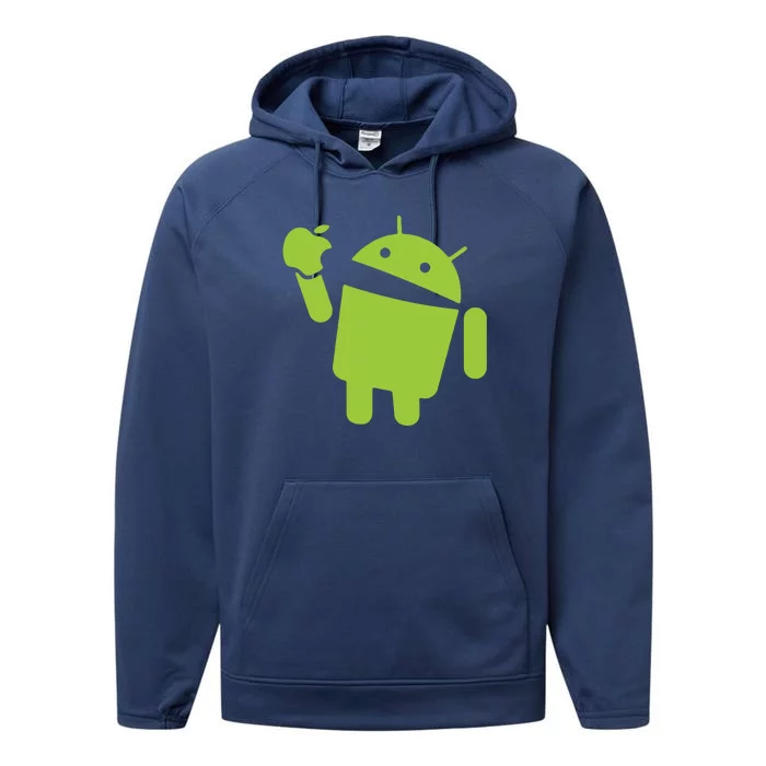 Android Eats Apple Funny Nerd Computer Performance Fleece Hoodie