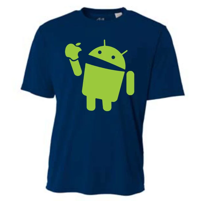 Android Eats Apple Funny Nerd Computer Cooling Performance Crew T-Shirt