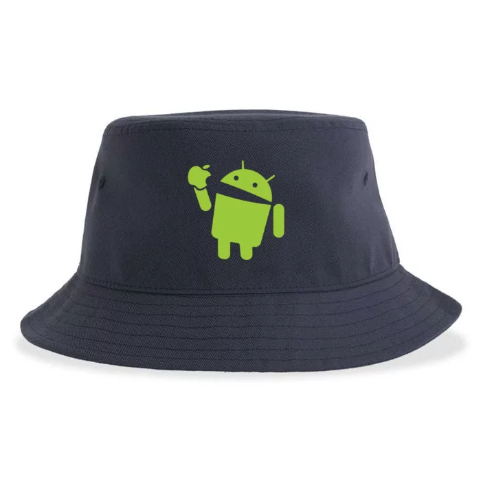 Android Eats Apple Funny Nerd Computer Sustainable Bucket Hat